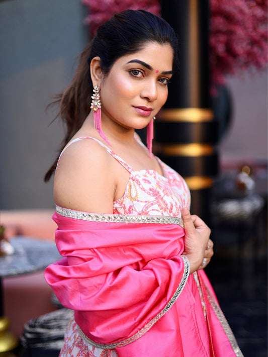 Anarkali (pink-white)