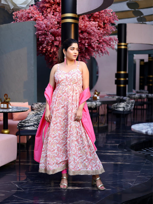 Anarkali (pink-white)