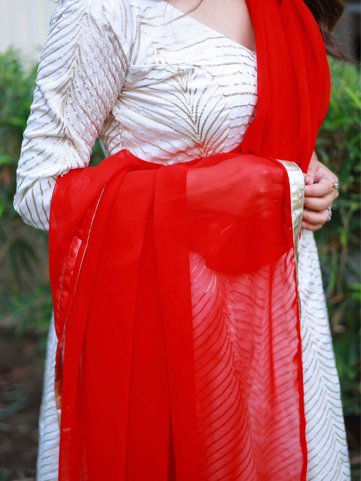 Anarkali (White & Red)